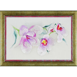 Картина вышитая Ветка нежной орхидеи ручной работы - Картина вышитая Ветка нежной орхидеи ручной работы