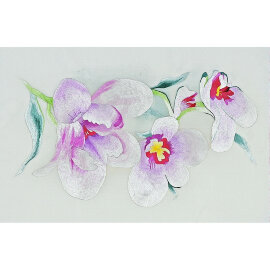Картина вышитая Ветка нежной орхидеи ручной работы - Картина вышитая Ветка нежной орхидеи ручной работы